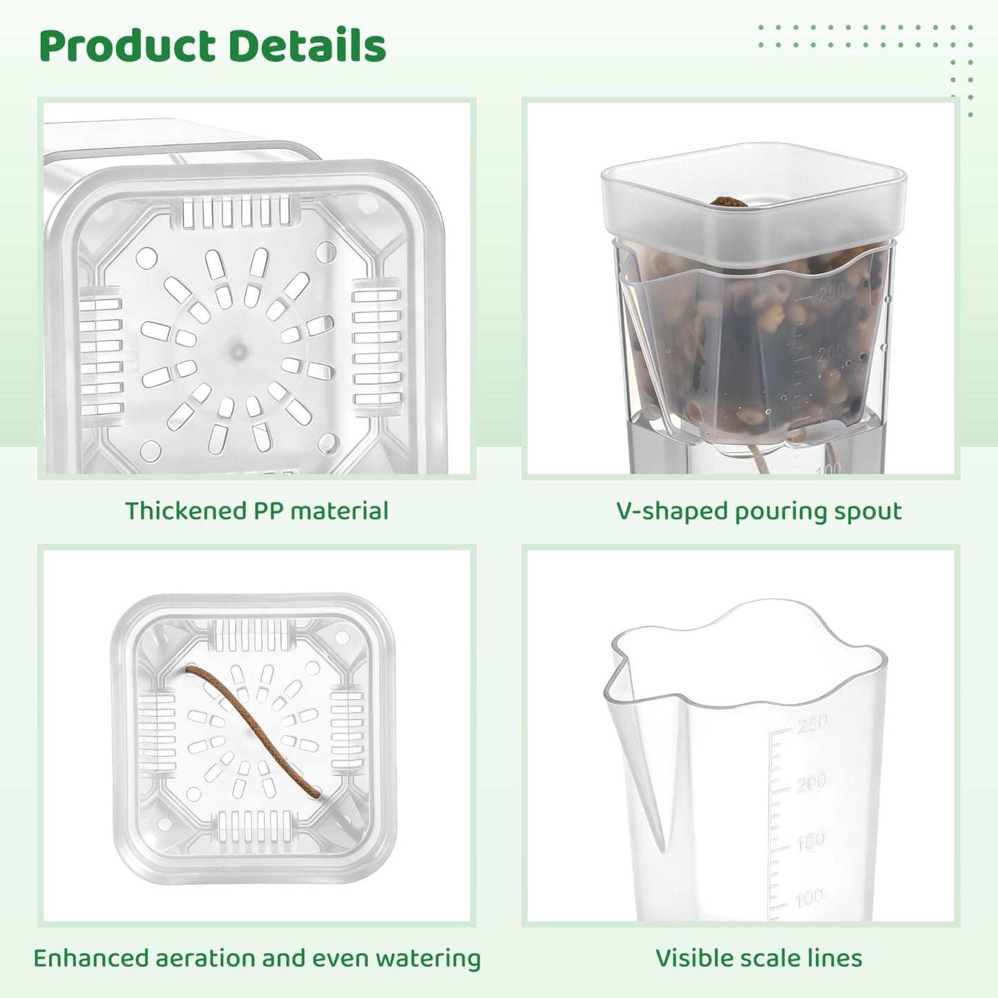 ZALIR 12 Pack Small Self Watering Pots Set, Mini Transparent Plastic Planters, Semi-Hydro Pots, 2.6 in Hydroponic Pots for Succulents, Seedlings, Herbs, Flowers