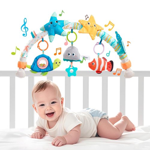 Jollybaby Musical Bassinet Mobile - Clip-On Toy with Music Box for Infants 0-12 Months | Starfish Design
