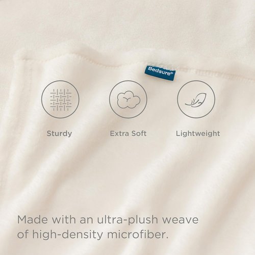 Bedsure GentleSoft Fleece Blanket - Lightweight Plush Cozy Twin Size Cream Blanket for Bed & Travel | 60x80 Inches