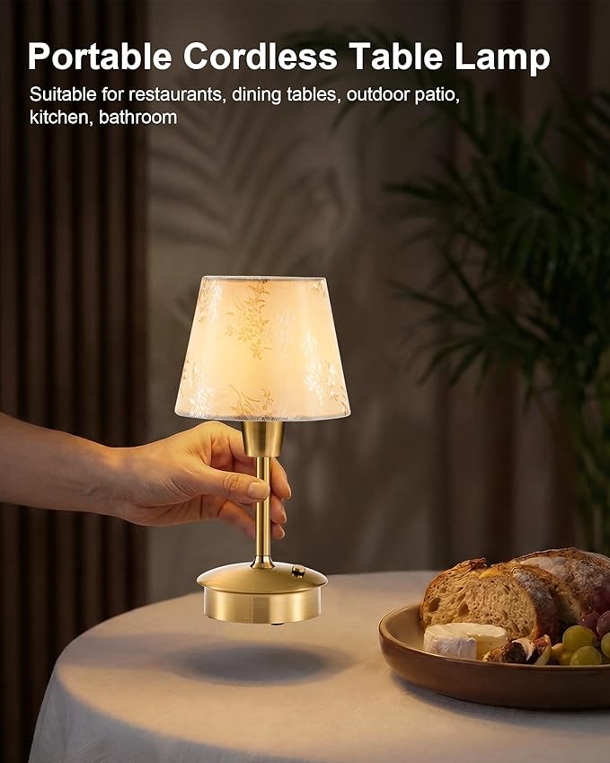 UMEXUS 2 Pack Small Cordless Table Lamp for Restaurant Dinner Table, 5200mAh Battery Operated Touch Lamps, Rechargeable Dimmable Portable Night Light for Bedside Dining Room Patio Kitchen Outdoor
