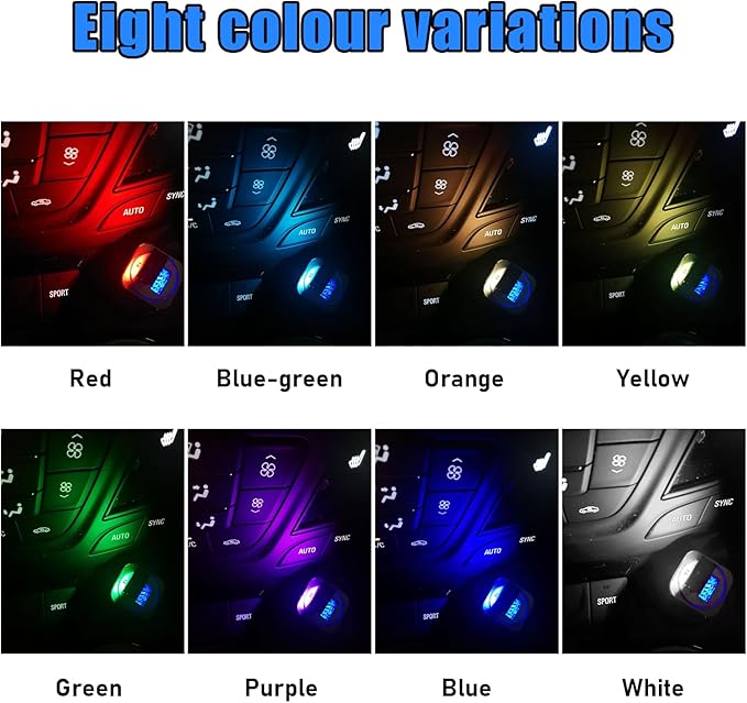 USB Type C LED Ambient Light, 8 Colors RGB Dynamic Gradient Brightness Interior Atmosphere Lamp, Mini Adjustable Car Accessories Replace Lighting Parts for Home Laptop