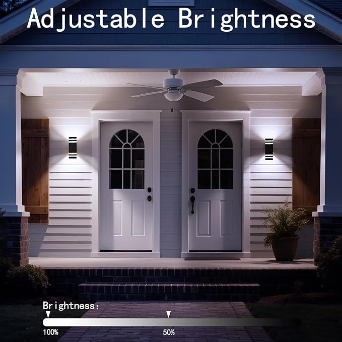 Motion Sensor Outdoor Wall Lights, Cold Light with PIR Body Sensor, Black Aluminum Up & Down Porch Sconce, GU10 LED Bulbs Included, ETL Listed, Dusk to Dawn Garage & Garden Lighting Fixture