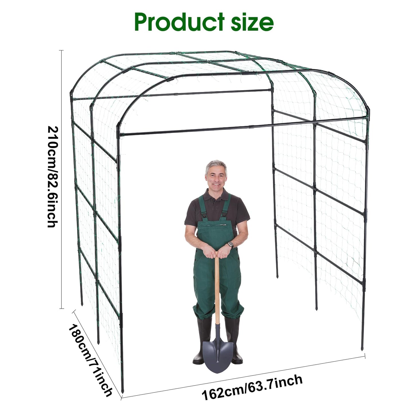 yotoworth Garden Arch Trellis for Climbing Plants Outdoor, Grape Vine Tomato Bean U Frame Plant Vegetable Support, Cucumber Pergola for Backyard, Black
