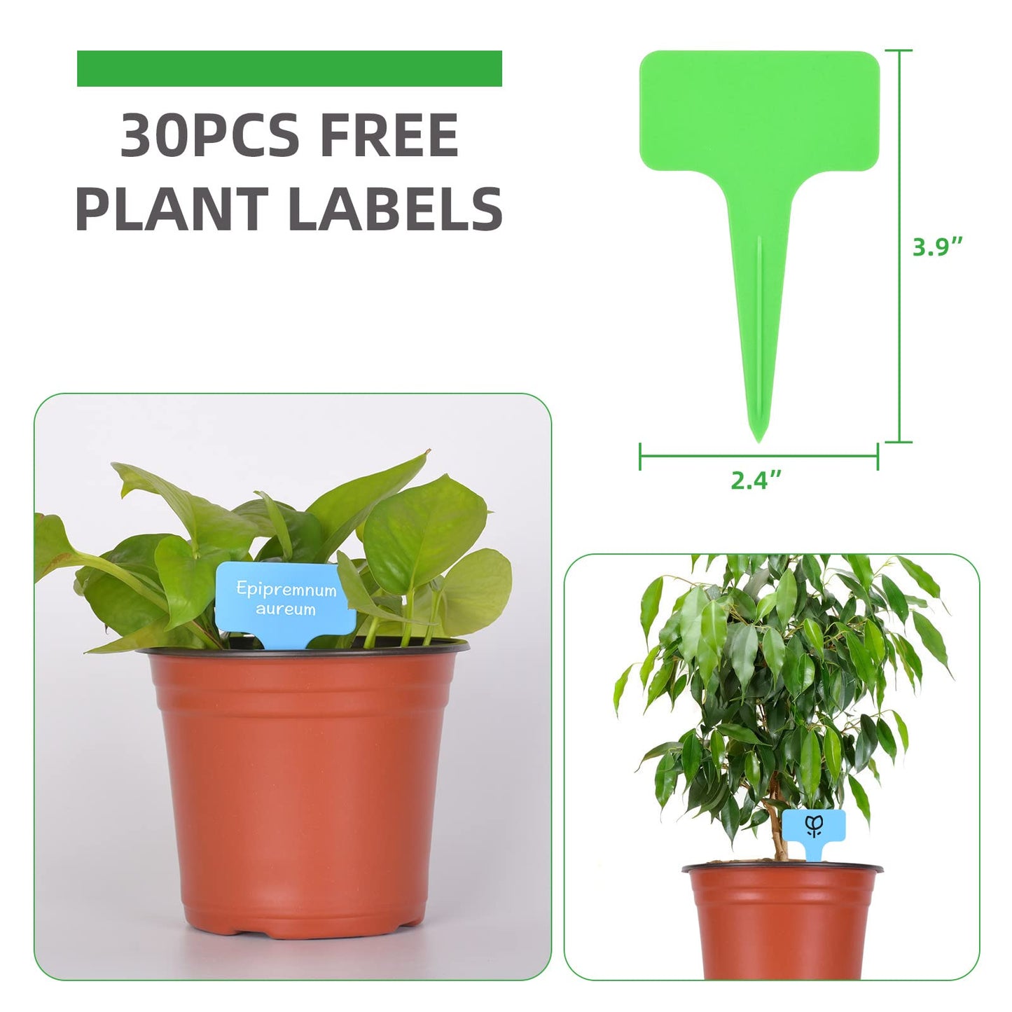 Kleeblatt 100 Pcs Nursery Pots 6 Inch, Plastic Planter Nursery Pots with 30 Pcs Plant Labels, Seedling Pots and Seedling Flower Plant Container