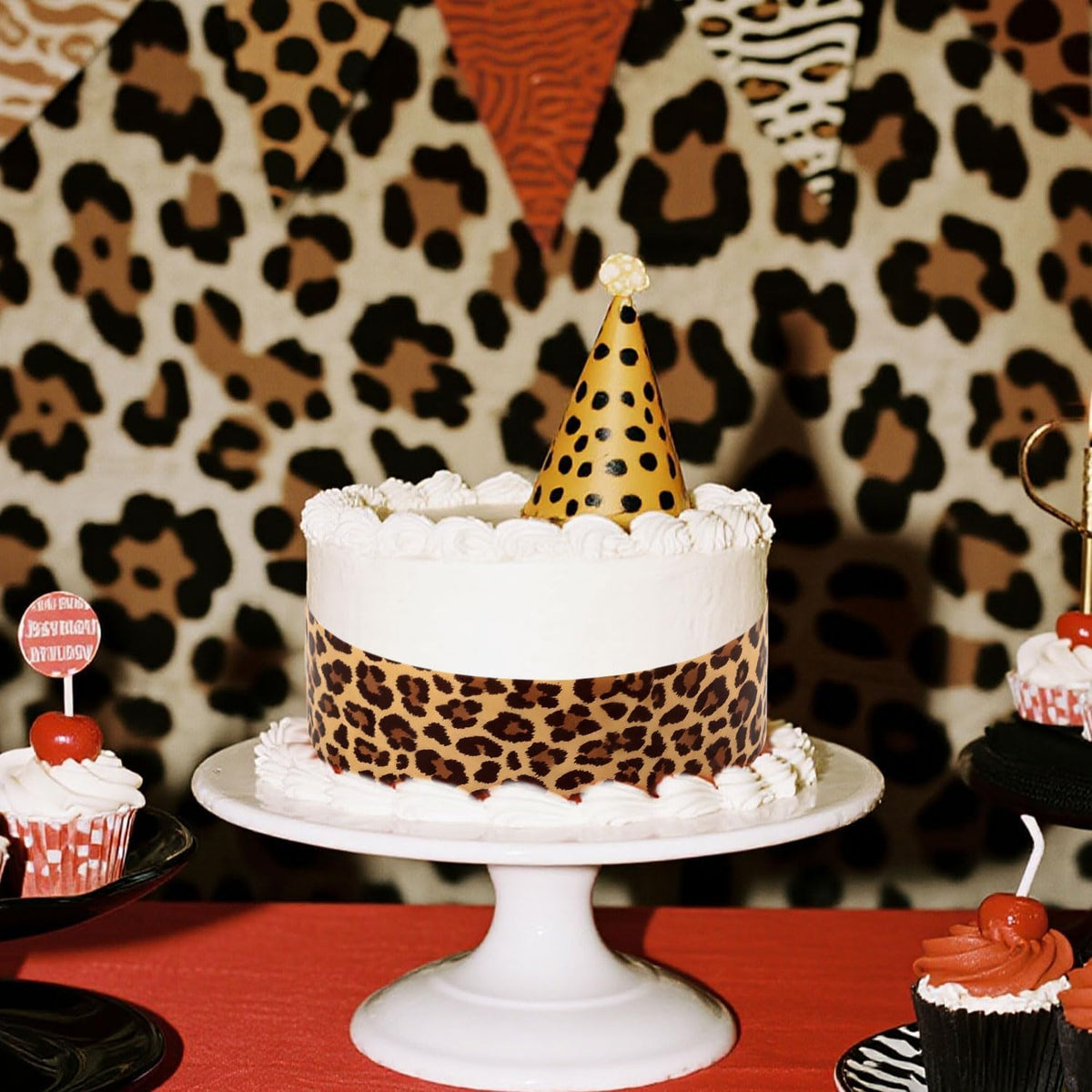 Skiennix Edible Paper Sheets - Cheetah Print Cake Wraps for Women's Birthday Parties | 2.4x11 Inches (3 Pcs)