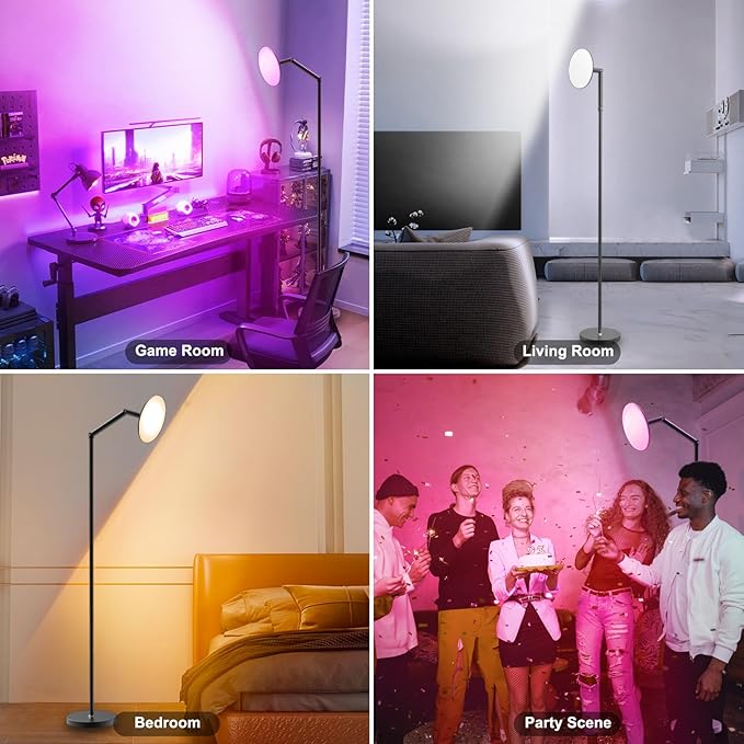 ZAIYW Smart RGB Floor Lamp with APP Timer Music Sync, 16 Million Colors Changing Modern Floor Lamps Dimmable LED Standing Lamps for Living Room Bedroom Office