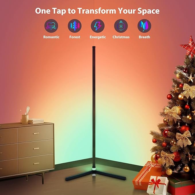 Corner Floor Lamp, 2 Pack LED Corner Lamp with App/Remote/Button Control, Smart RGB Floor Lamp with 16 Million DIY Colors & 68+ Scene, 300+ Scene, Music Sync for Living Room, Bedroom, Gaming Room