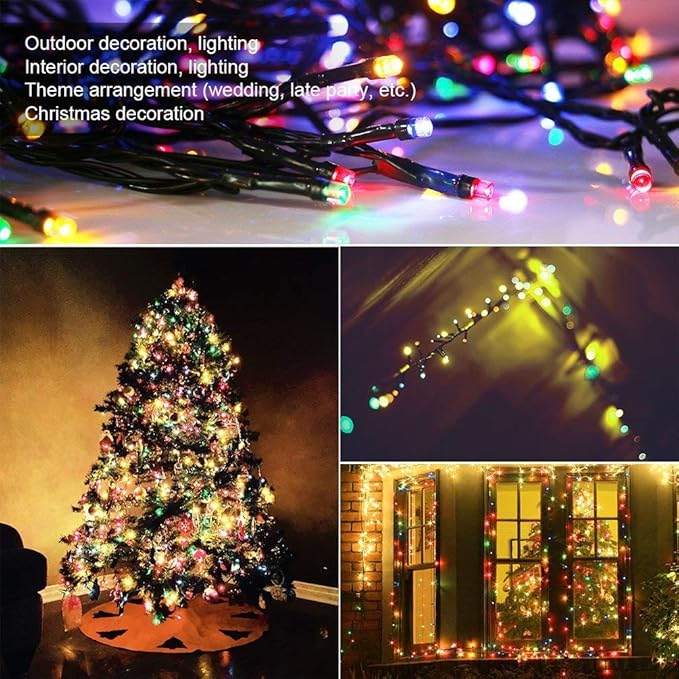 FULLBELL Christmas Lights, Fairy Lights Outdoor 66Ft 200 LED with Memory Modes Controller, Plug in Easter Decor Lights for Bedroom Party Wedding Garden Christmas Tree Indoor Outdoor Decorations
