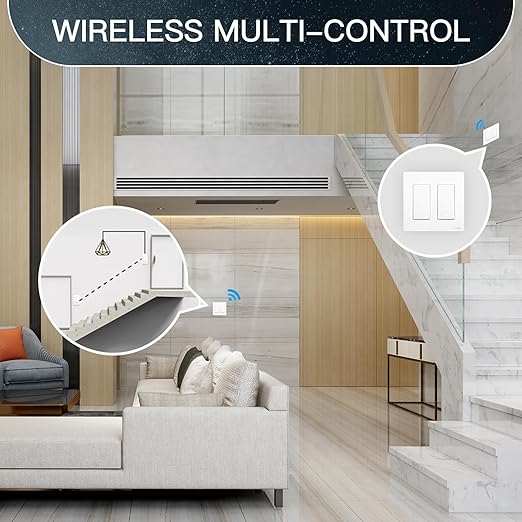 MOES Smart Single Pole Light Switch, 2.4GHz WiFi Smart Wall Switch, Needs Neutral Wire, Multi-Control, Smart Life/TUYA APP Control, Voice Control with Alexa/Google Home, White 2 Gang