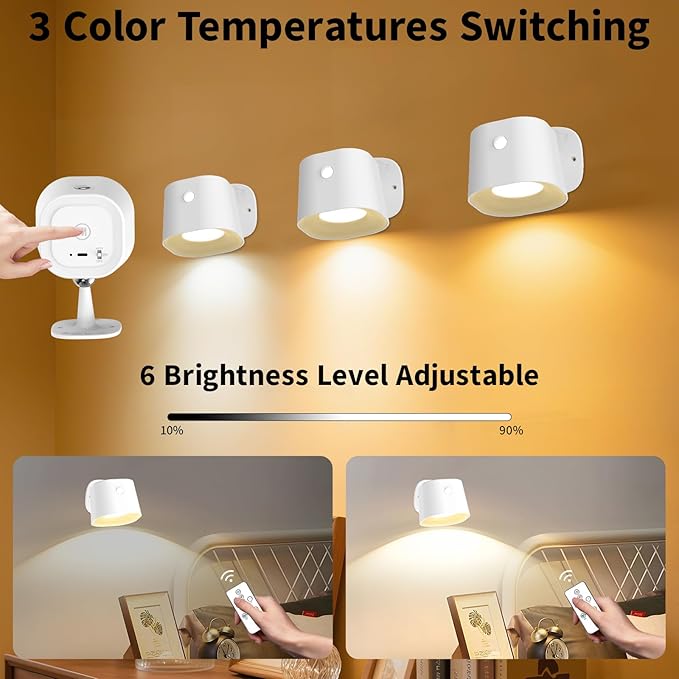 Motion Sensor Wall Light with Remote Control, 11 Lighting Mode & Dimmable Wireless Wall Sconces, 2200mAh Rechargeable Battery Operated Motion Sensor Light Indoor for Living Room Bedroom Hallway