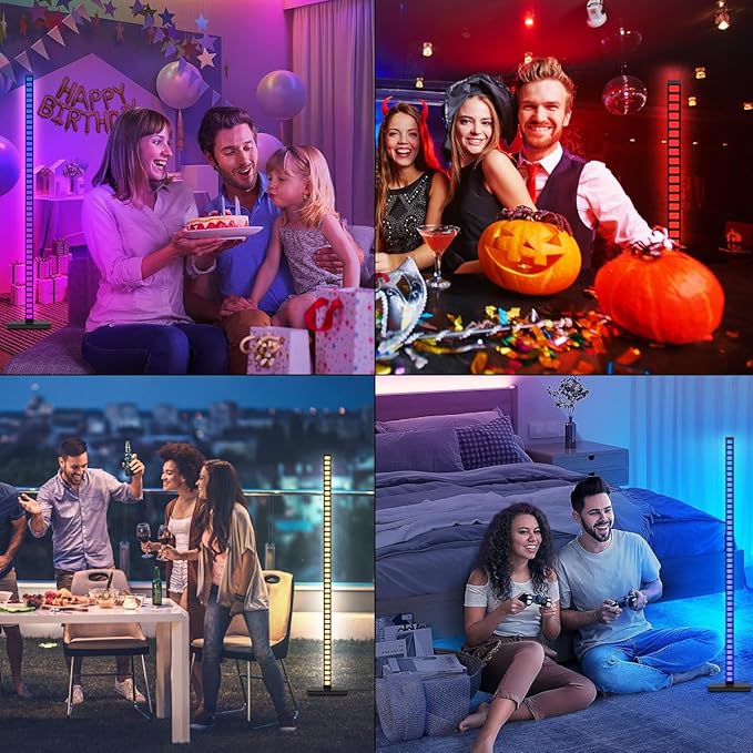 AKEPO Floor Light Smart RGBIC Music Melody Corner Floor Lamp, APP/Remote/Voice Control Dimmable Rhythm Pickup Light for Game Room, Bar, TV, Bedroom, Party (Compatible with Alexa & Google Assistant)
