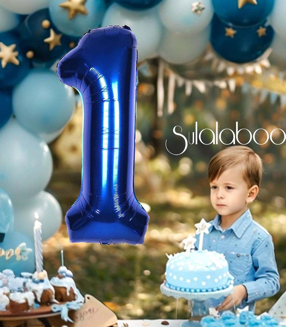 Skiennix 40-Inch Navy Blue Number 1 Balloon - Giant Foil Mylar Birthday Party Decoration