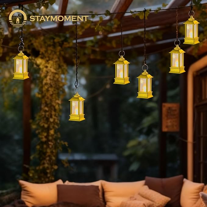 Gold Lanterns Decorative Indoor: 24 Pcs Starlight Mini LED Lantern for Centerpiece Table Decorations Halloween Christmas Wedding Party Camping Decor