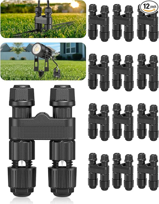 HIBOITEC Wire Connectors for Outdoor Low Voltage Spotlights/Pathway Lights/In-ground Lights/Desk Step Lights, Waterproof 12-18 Gauge Landscape Lighting Connectors, 12 Pack