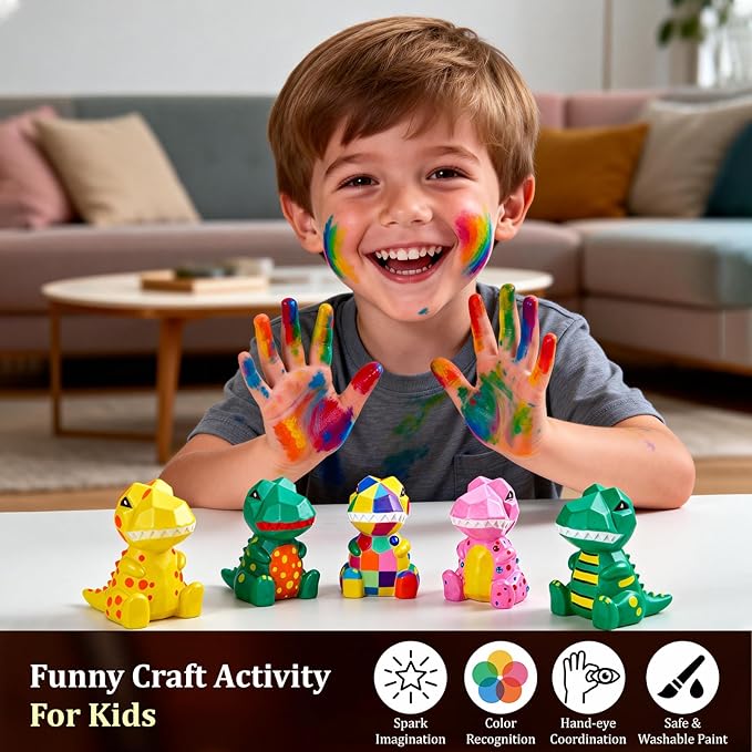 Paint Your Own Dinosaur Lamp Kit - Art & Crafts Supplies Painting Kits for Kids 6-12, DIY Night Light Dinosaur Toys, Birthday Gifts Christmas Crafts for Girls Boys Ages 4 5 6 7 8 9 10 11 12+