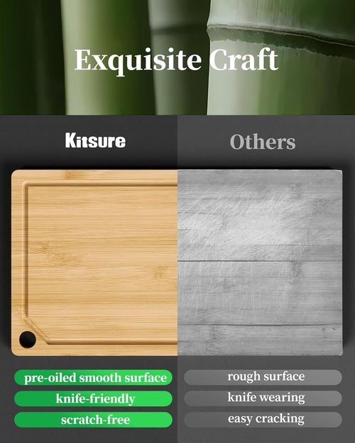 **Skiennix Kitchen Cutting Board Set - 3-Piece Wooden Boards with Juice Groove & Handles | Natural Finish**