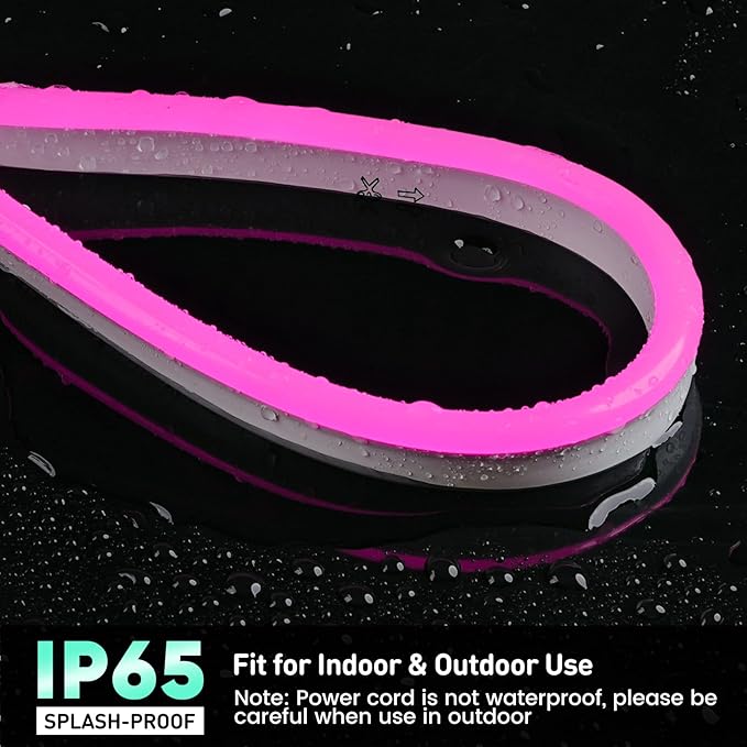 GZBtech Flexible LED Neon Rope Lights 33FT,AC 110-120V Waterproof Strip Light, 120 LEDs/M Cuttable Connectable Neon Lighting for Indoor Outdoor Home Decor/Commercial Building Use-Pink 10M, ETL Listed
