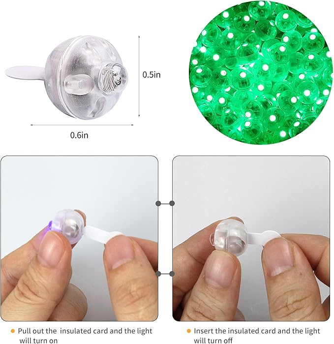 Aogist 200pcs Green Balloon Light,Long Standby Time Waterproof Mini Ball Light,Round LED Flash Lamp for Paper Lantern Balloon Party,Wedding,Birthday,Festival,New Year and Christmas Decorative