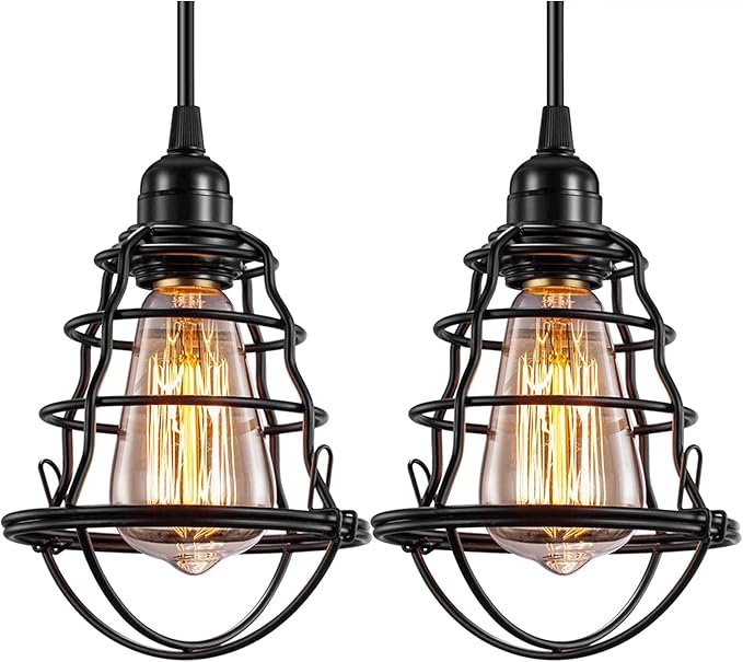 Industrial Light Cage Replacement 4 Pack, DIY Vintage Style Metal Light Shade for Pendant Light Wall Lamp, Edison Lamp Guard, Industrial Lamp Cage, Wall Light Guard