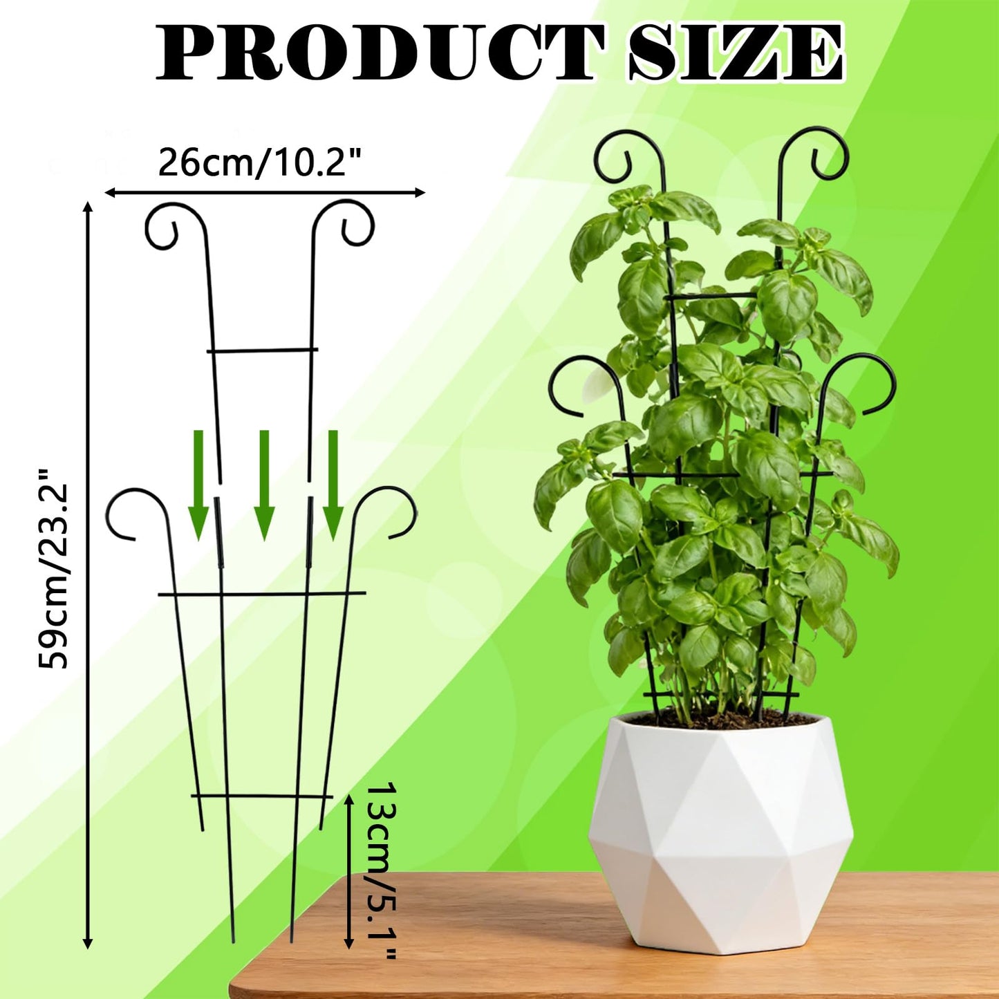 23.6 inch Large Trellis for Potted Plants, 4 Pack Rustproof Metal Plant Trellis for Climbing Plants Indoor, Sturdy Expandable Houseplant Support for Monstera, Pothos, Hoya, Vine (4 Pack)