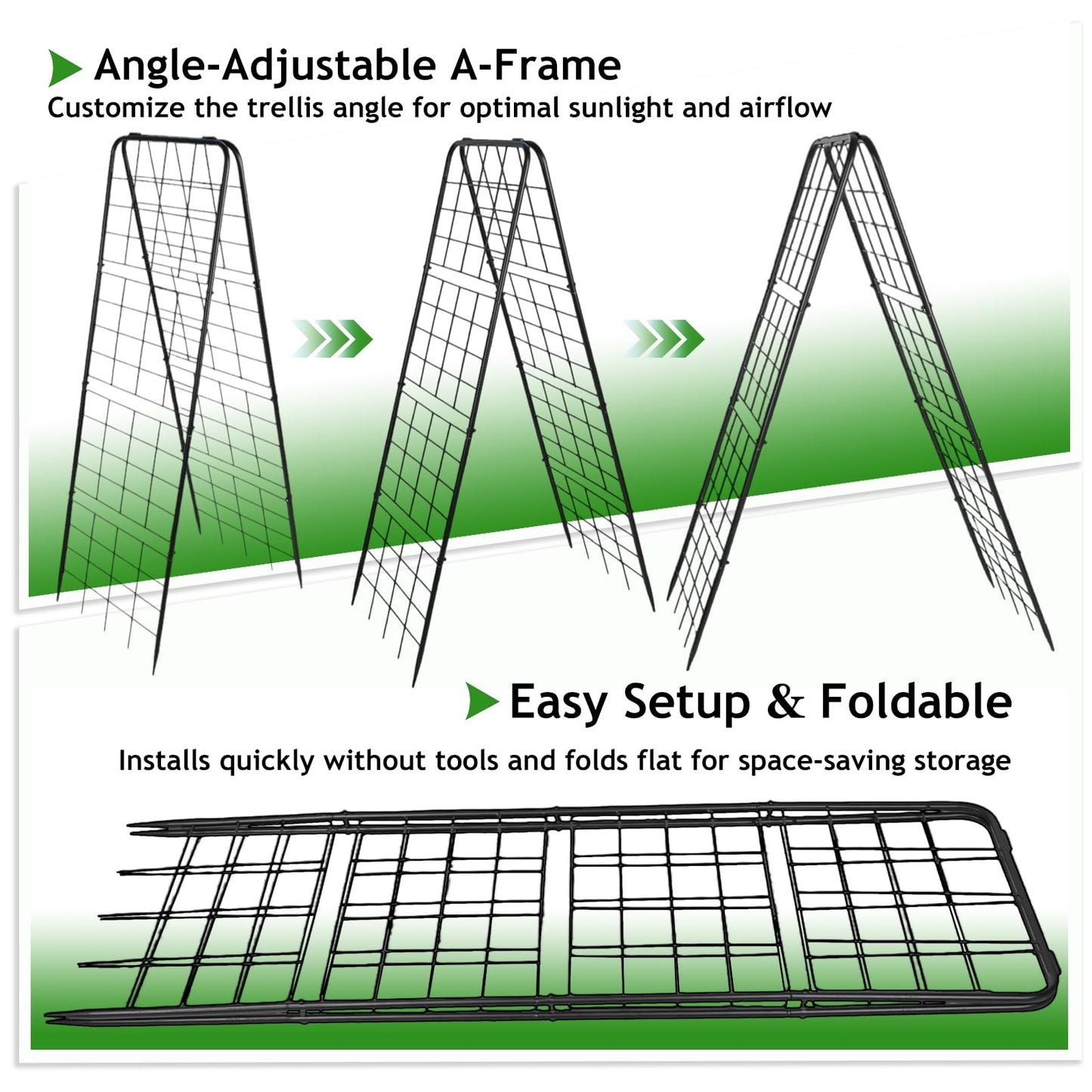 Heavy Duty Adjustable A-Frame Garden Trellis for Climbing Plants 50"x17", Reinforced Metal Plant Support for Raised Beds, Ideal for Tomatoes, Cucumbers & Outdoor Vines Black, 1 Pc