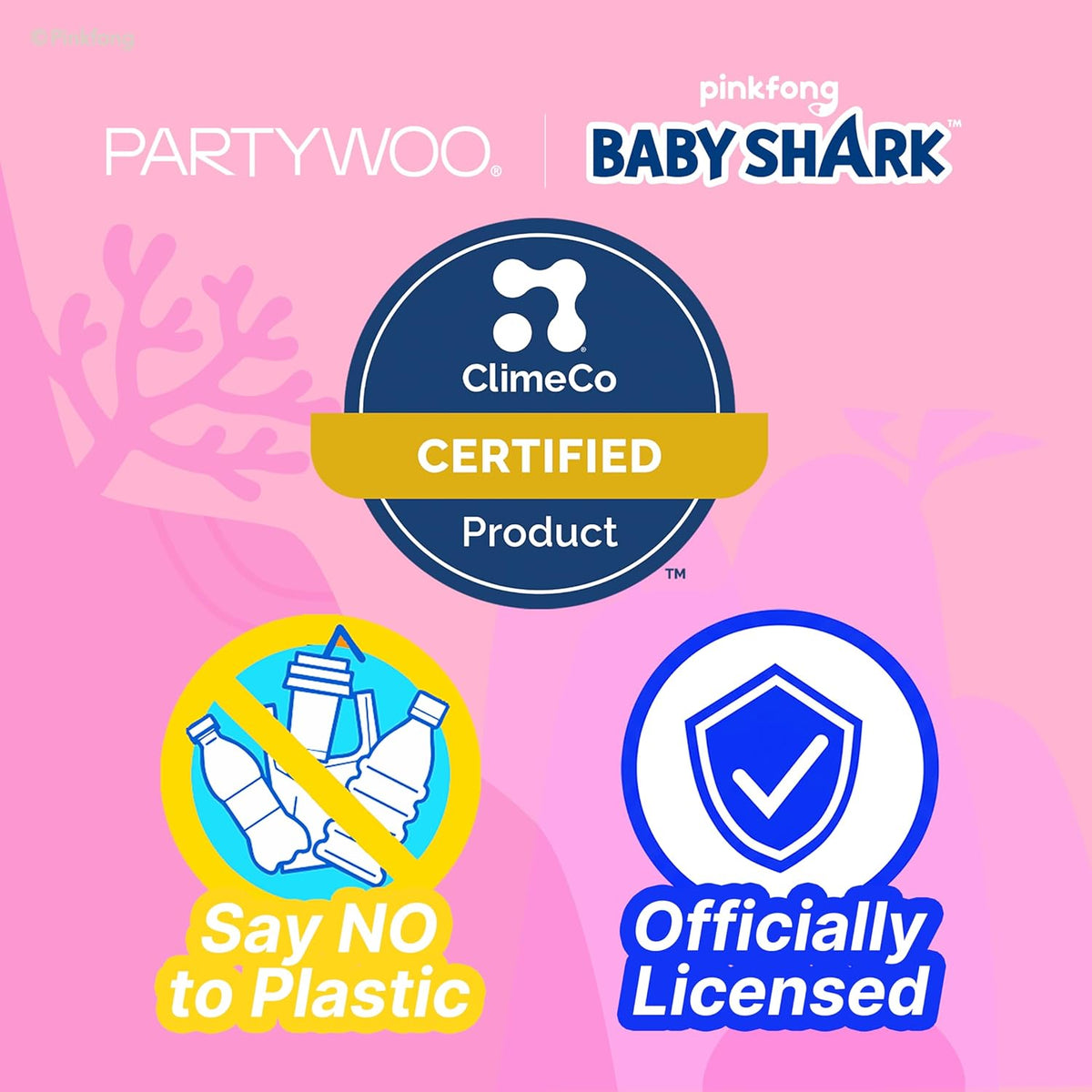 PartyWoo Baby Shark Pink Foil Number 3 Balloon - 5pcs 18-Inch Mylar Helium Birthday Decorations for Kids