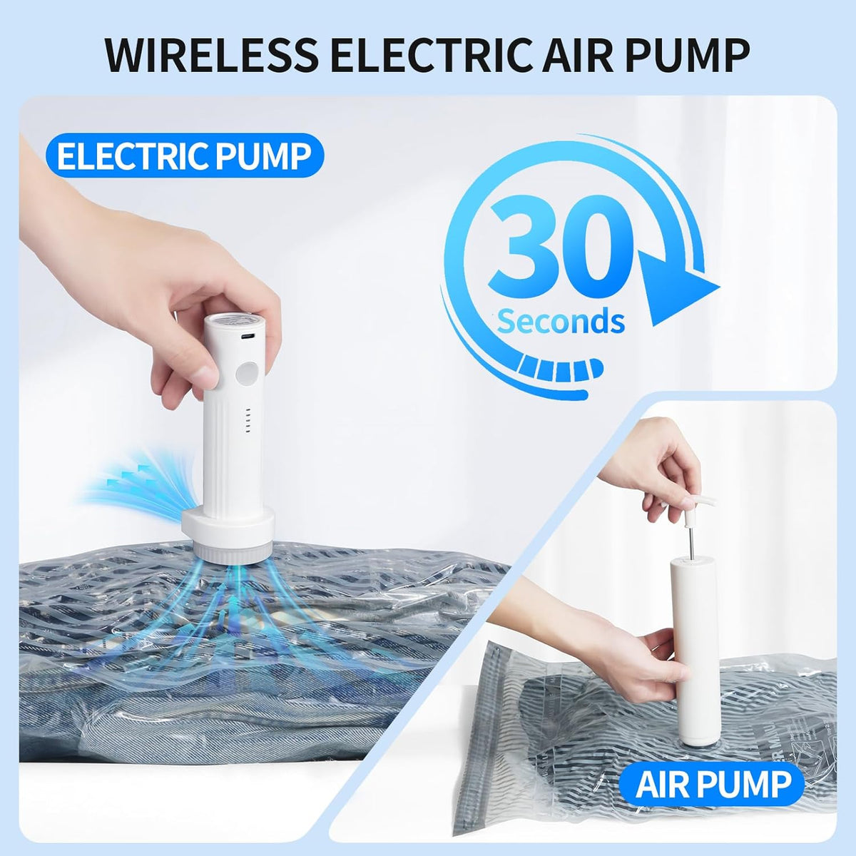 Skiennix Vacuum Seal Bags - 16 PCS Space Saver Set with Electric Air Pump for Travel & Storage