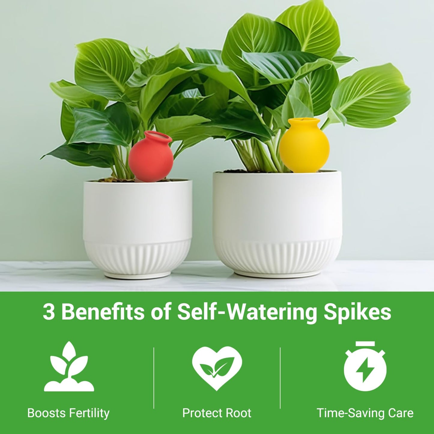 AquaLume Terracotta Watering Spikes Set -Self Watering Planter Insert with 4 Pcs Automatic Plant Watering System for Indoor Potted Plants, Outdoor Garden, Vacation Plant Care Accessories