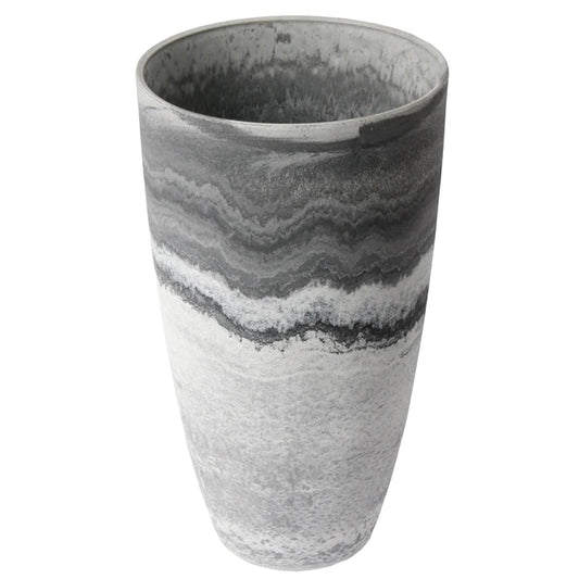 Algreen Products Acerra Composite Vase Planter with Drainage Hole, Decorative Texture, Removable Plug for Lawn and Garden, Marble