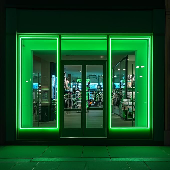 GZBtech Flexible LED Neon Rope Lights 33FT,AC 110-120V Waterproof Strip Light, 120 LEDs/M Cuttable Connectable Neon Lighting for Indoor Outdoor Home Decor/Commercial Building Use-Green 10M, ETL Listed