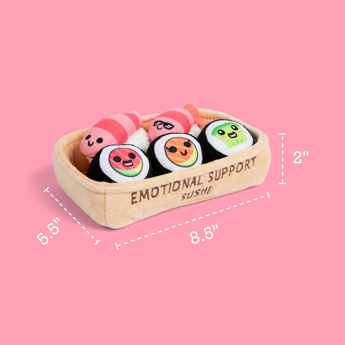 Relatable Emotional Support Sushi | Cuddly Stuffed Animals Set - 5 Plush Toys with Basket for Mom