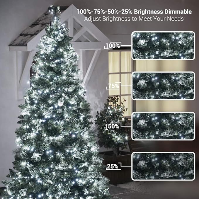 Brizled Christmas Lights Outdoor, 180.4ft 500 LED Color Changing Christmas String Lights with Remote, 11 Modes Christmas Tree Lights Cool White & Multicolor Green Wire Xmas Lights for Xmas Party Home