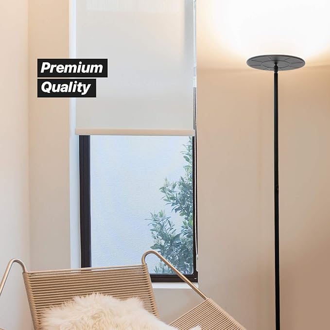 Brightech Sky Flux Dimmable LED Floor Lamp – Super Bright Floor Lamp with 3 Light Modes for Living Room, Office – Torchiere Standing Touch-Lamp, Tall Torch Lamp for Bedroom & Reading – Black