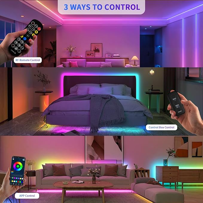 COB RGB Smart IC Strip Lights 20FT/6M UL-Listed 24V Color Flowing Strip Light Multicolor Flexible Tape Lights with APP Control Music Sync for Bedroom Gaming Party Home Decor