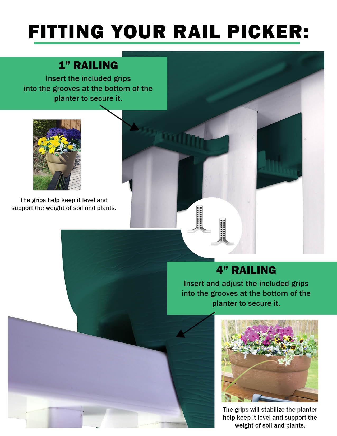 Bloomers Railing Planter with Drainage Holes – 24" Weatherproof Resin Planter – Charcoal