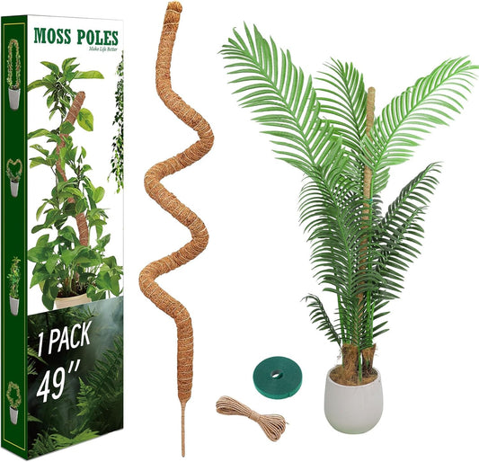 HFLYJPYW 1 Pack 48'' Bendable Moss Pole Monstera Plant Support for Climbing Indoor Plants - Stakes for Potted Climbers (1)