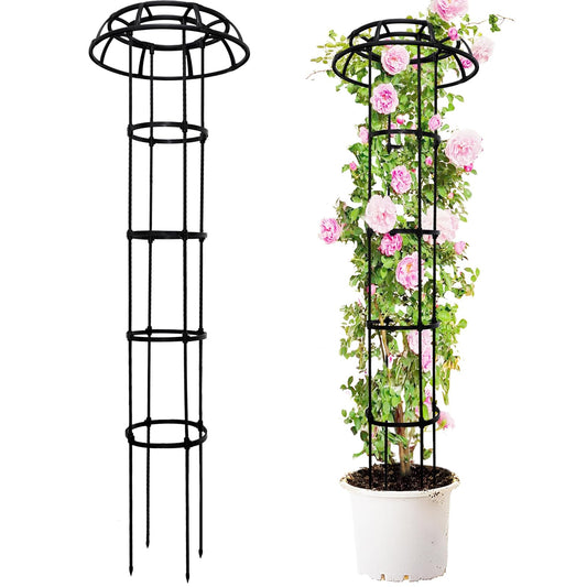 65-Inch Garden Trellis for Climbing Plants,Heavy-Duty Metal Obelisk with Mushroom Top,Stable Support for Potted Clematis,Tomato,Cucumber,Rose,Pea & Vine
