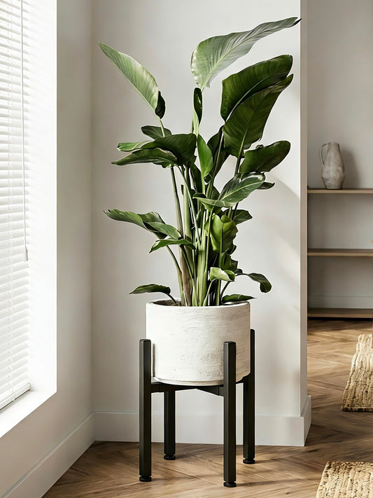 GENTINGBRO Adjustable Plant Stand Indoor Outdoor Mid Century Plant Stand for 8-15 Inch Pots Heavy Duty Single Plant Holder Rustproof Metal Plant Stand with Leveling Feet Plant Rack for Patio Balcony Living Room Golden