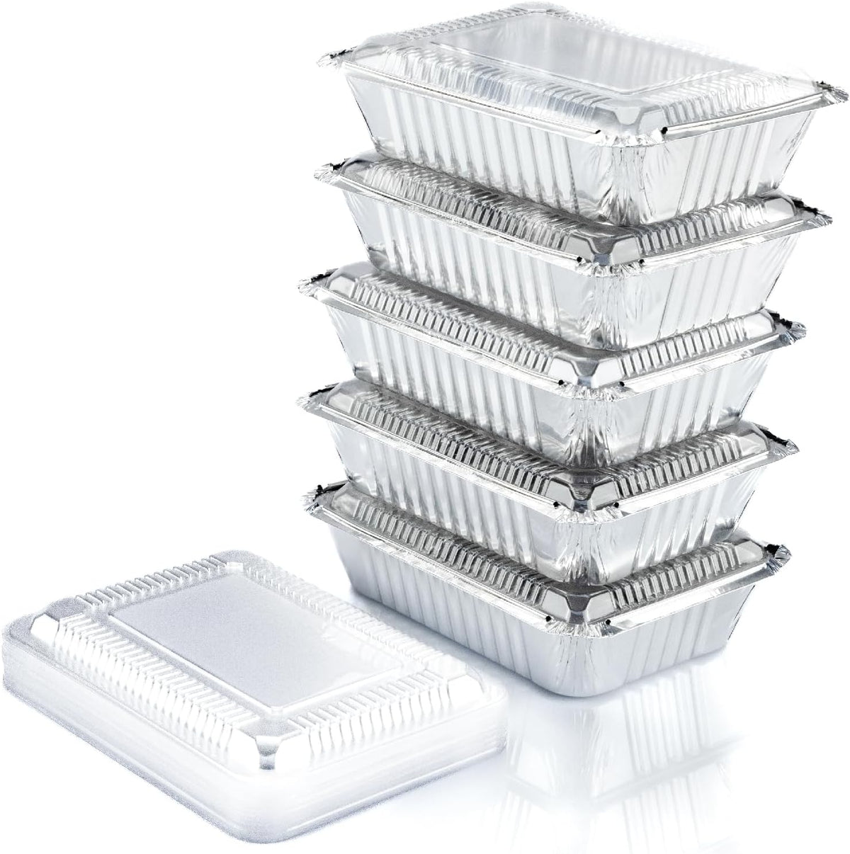 Regine Switzerland Aluminum Containers - 2.25LB Disposable Foil Pans with Lids | 55 Count, 8.5"x6" for Takeout & Food Storage