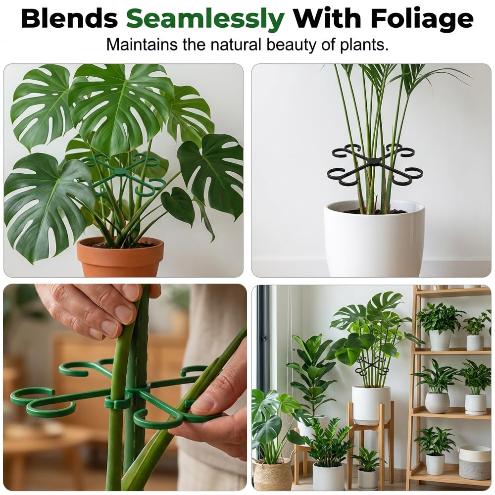 Monstera Plant Support, 2026 New Plant Stem Support for Climbing Plants, Plant Supports for Indoor Plants, Durable Garden Accessory for Home Growers (Black, 5.31in + 4.53in + 3.03in + 2.28in)