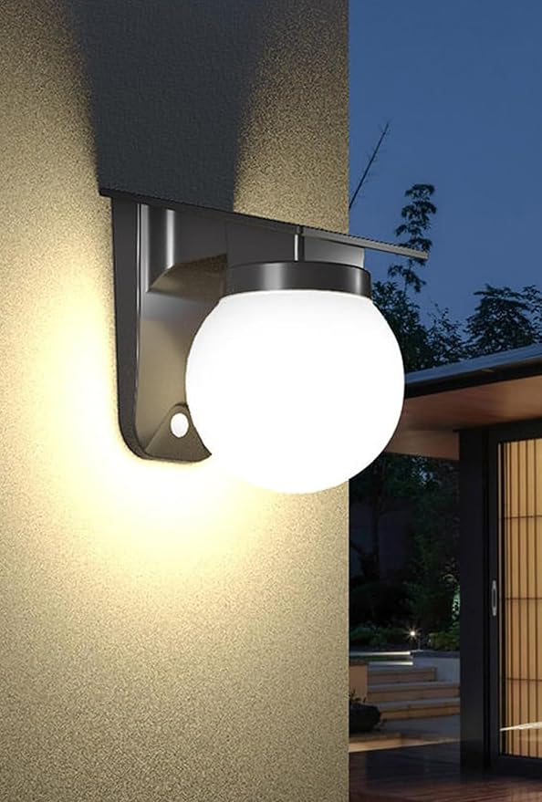 Solar Porch Lights Outdoor, Dusk to Dawn Solar Wall Lights Outdoor Ip65 Waterproof, 3 Color, 3600mAh Wall Lanterns for Patio, Garage, Entryway, Garden