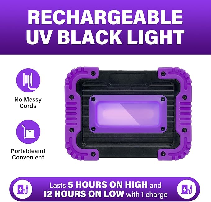 Rechargeable Black Light, Battery Powered Blacklight, Cordless 395nm UV Black Light for Neon Glow Party,Glow in The Dark, Aquarium, Body Paint, Fluorescent Poster, Halloween Party, 4 Packs