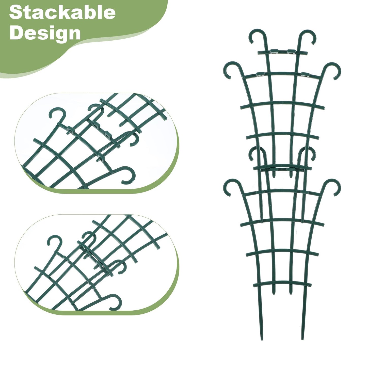 24 Pcs Plant Trellis Indoor, Stackable Plant Trellis for Climbing Plants Indoor, Small Plant Climbing Trellis for Potted Plants Plastic Climbing Plant Support Trellis for Houseplant