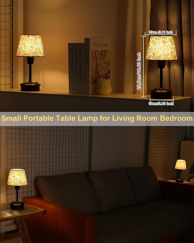 10"H Small Cordless Table Lamps for Restaurant Dinner Dining, 5200mAh Rechargeable Battery Operated Lamps, Brightness Dimmable, Night Bedside Touch Lamp, Living Room Side Kitchen Outdoor Table Light