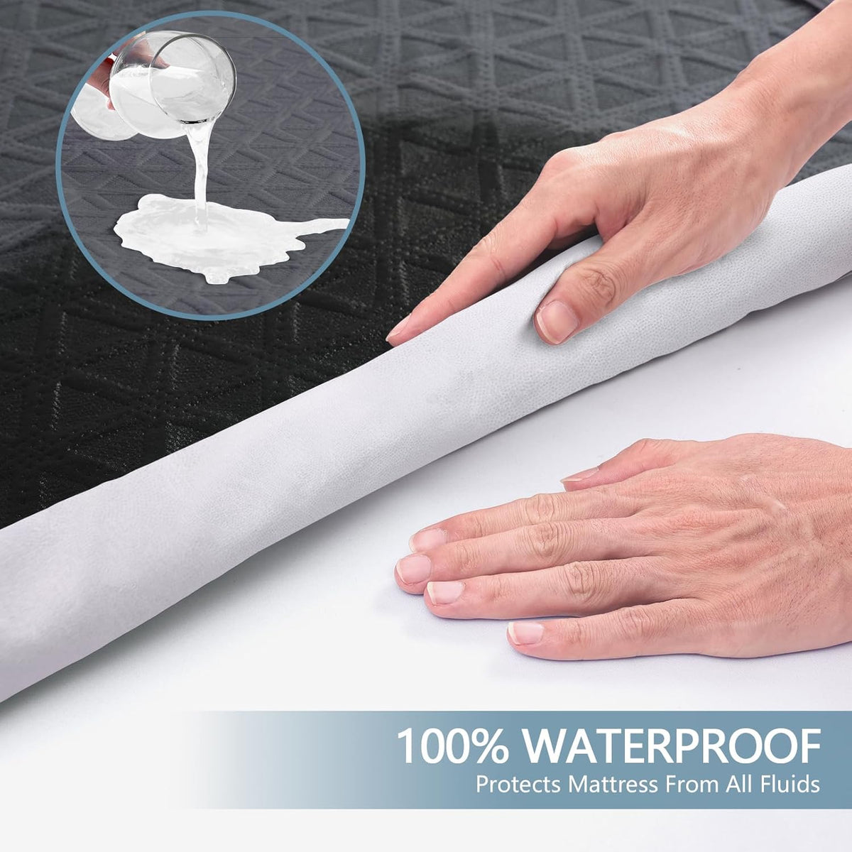 Skiennix Premium Waterproof Mattress Protector - Breathable Cooling Bed Cover | Full Size, Gray, Deep Pocket 8''-21''