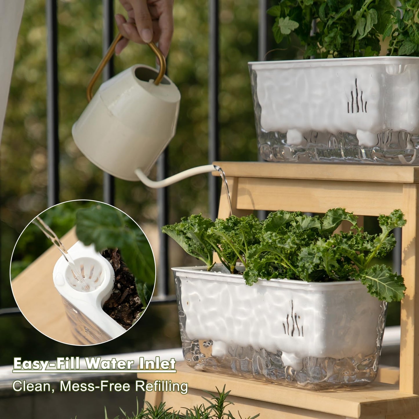 Self Watering Pots for Indoor Plans, 4 Packs Window Boxes Planters Rectangle Self Watering Planter 11 in Rectangular Clear Plant Pots Long Herb Windowsill Planter Flower Box Succulent Planters