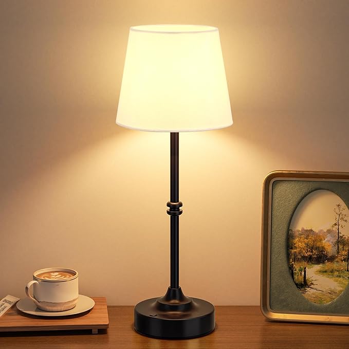 Kakanuo Rechargeable Cordless Table Lamp Black - 1 Pack 4000mAh Battery Operated Lamp, Touch Control Stepless Dimming, for Home Decor, Dining Table, Living Room, Bedroom