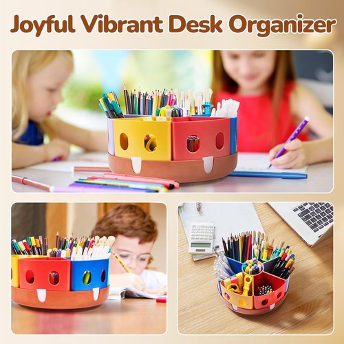 GAMENOTE Rotating Art Supplies Organizer - Lazy Susan for Kids' Desk & Classroom Storage (Large)