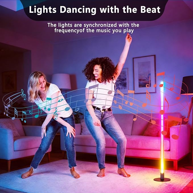 Corner Floor Lamp,RGB LED Corner Lamp, Transformable Floor Lamp with App and Remote Control,16 Million DIY Colors, Music Sync, Timer Setting for Living Rooms, Gaming Rooms, Bedrooms and Gaming Rooms