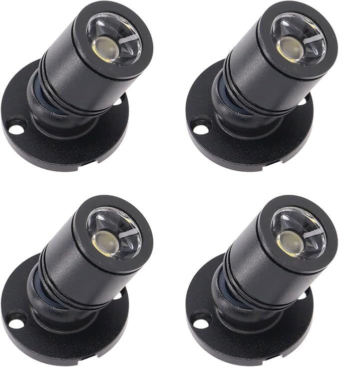 Garosa 4pcs Dimmable Mini Spotlight USB Powered Art Light Adjustable Mini LED Accent Lights Closet Spotlight 5V for Porch Display Cabinets Jewelry Cabinets Entrance Channels (Black)